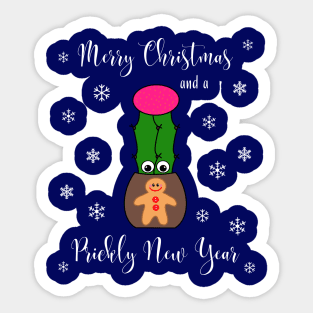 Merry Christmas And A Prickly New Year - Hybrid Cactus In Gingerbread Man Pot Sticker